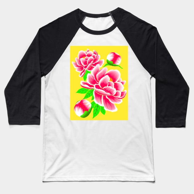 Glamorous Peony Baseball T-Shirt by Glitteringworld